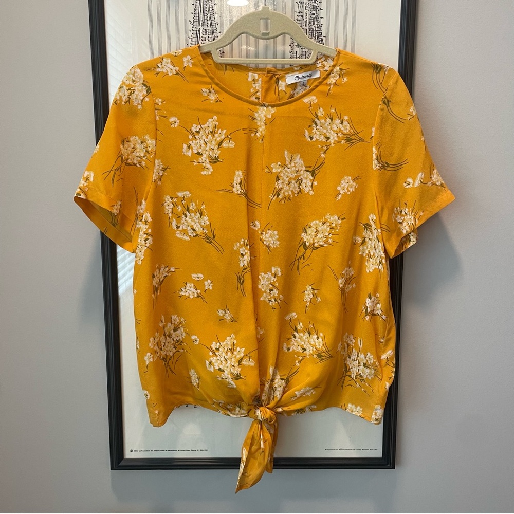 Madewell silk button back tie tee- Size M
